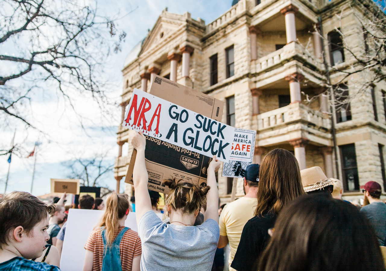 A protest for the human rights on street for peace