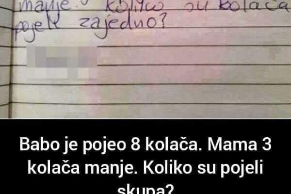 BABO JE POJEO 8 KOLAČA, MAMA JE POJELA 3 KOLAČA MANJE! Koliko su kolača pojeli skupa – ODGOVOR DJEČAKA IZ BOSNE NASMIJAO REGION