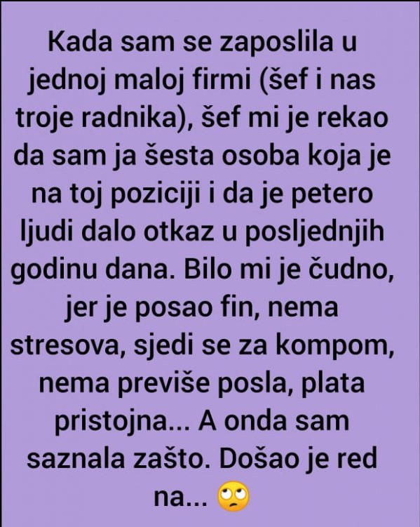 ‘Kada sam se zaposlila u jednoj maloj firmi’