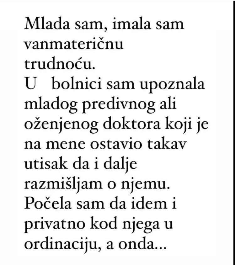 U bolnici sam upoznala mladog predivnog ali oženjenog doktora