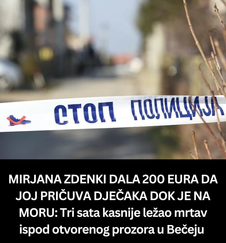 MIRJANA ZDENKI DALA 200 EURA DA JOJ PRIČUVA DJEČAKA DOK JE NA MORU: Tri sata kasnije ležao mrtav ispod otvorenog prozora u Bečeju