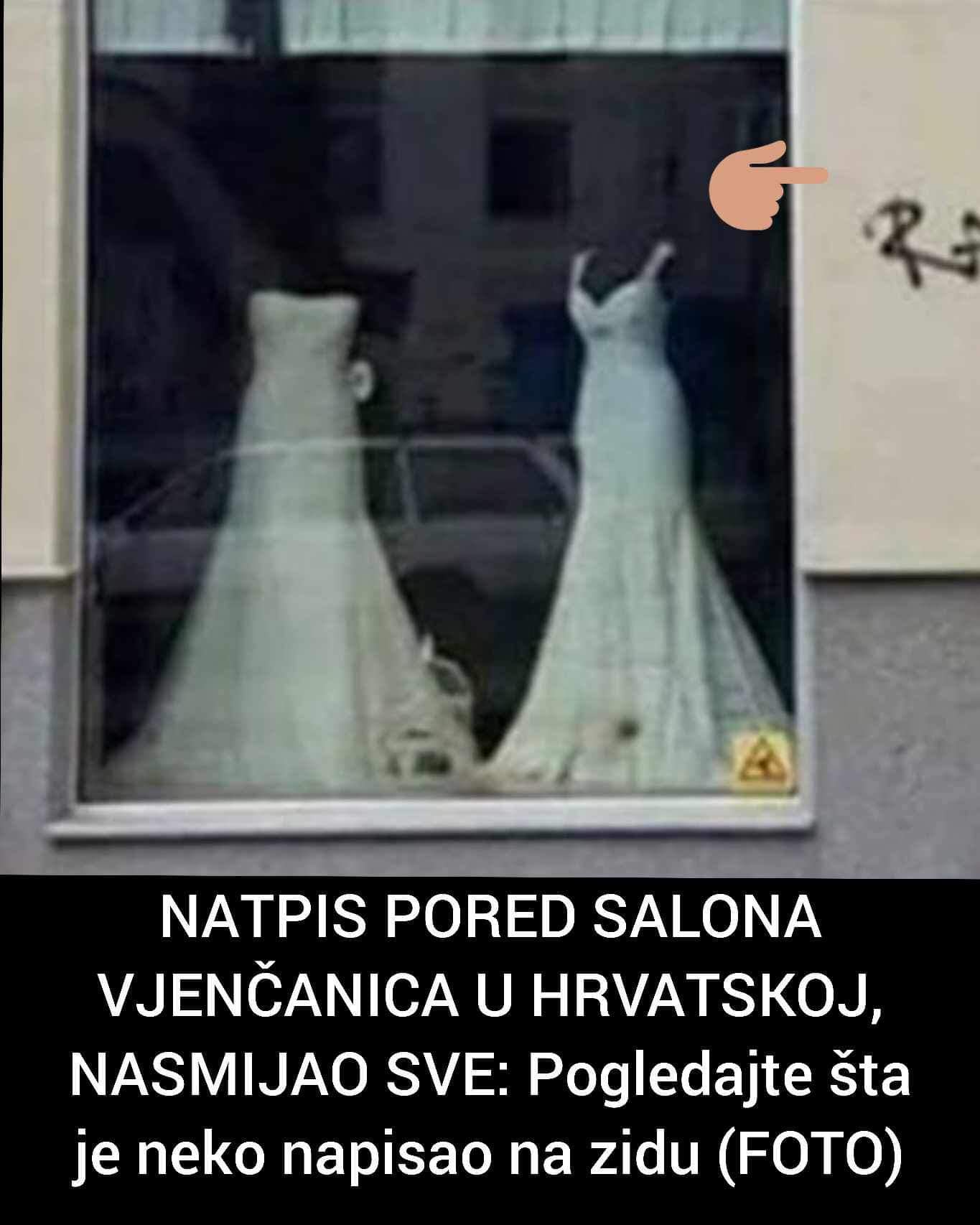 NATPIS PORED SALONA VJENČANICA U HRVATSKOJ, NASMIJAO SVE: Pogledajte šta je neko napisao na zidu (FOTO)