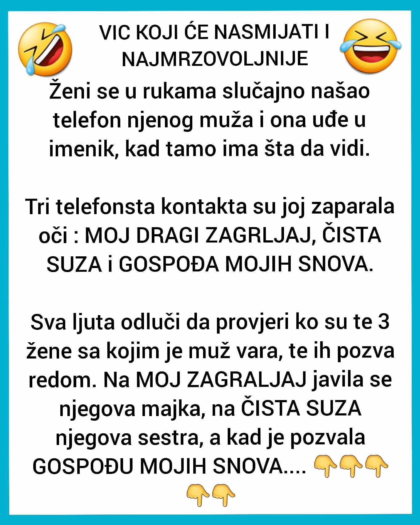 URNEBESAN VIC KOJI ĆE NASMIJATI I NAJMRZOVOLJNIJE: Žena uzela mužu TELEFON, i vidjela…