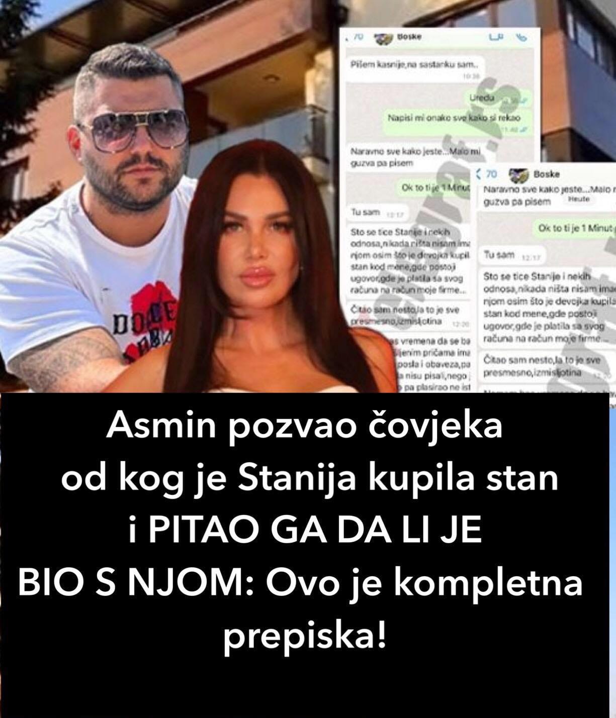 Asmin pozvao čovjeka od kog je Stanija kupila stan i PITAO GA DA LI JE BIO S NJOM: Ovo je kompletna prepiska!