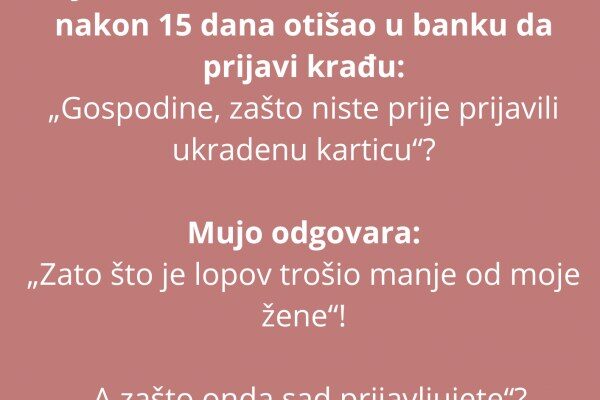 VIC DANA: Ukrali Muji kreditnu karticu