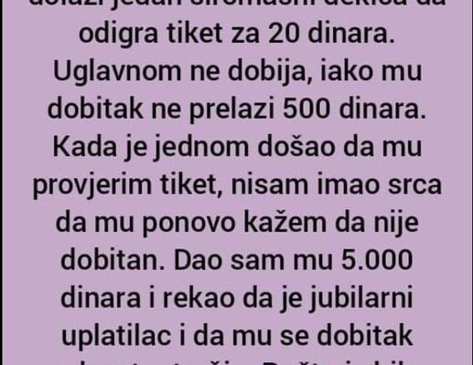 “U Kladionicu Mi Svakog Dana Dolazi Siromašni Dedica”