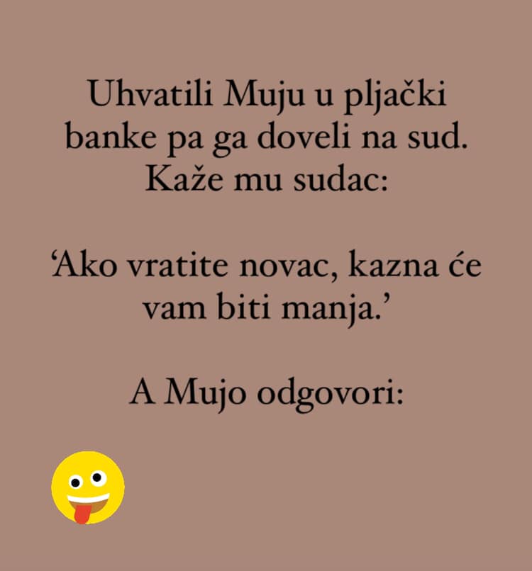 VIC : Mujo opljačkao banku