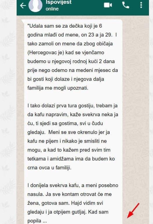 “Donijela mi svekrva kafu da popijemo”