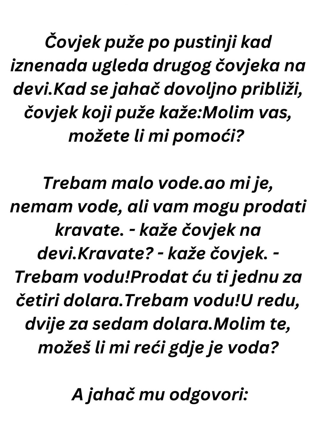 ŠALJIVA PRIČA: Čovjek u pustinji