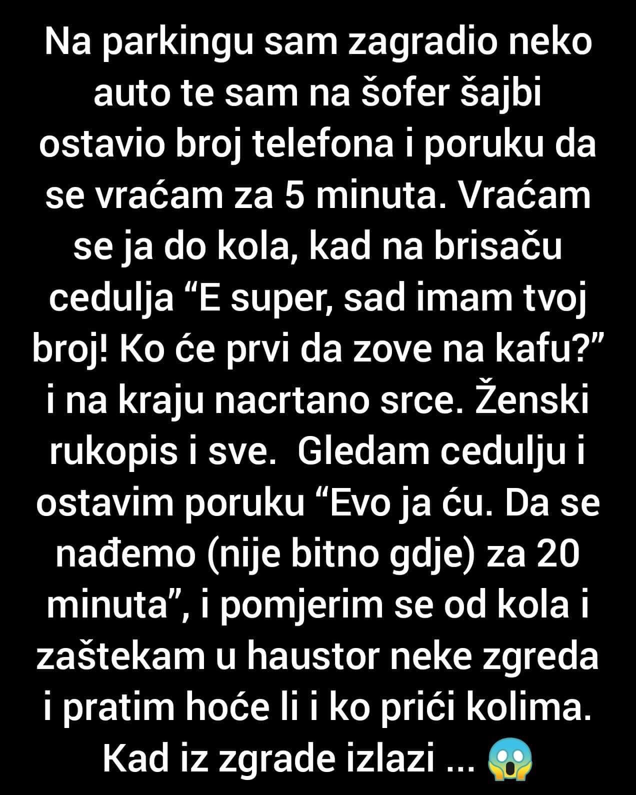 “Na parkingu sam zagradio auto”