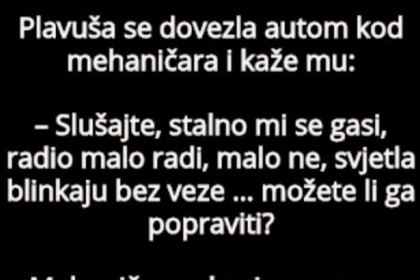 VIC: Plavuša kod automehaničara