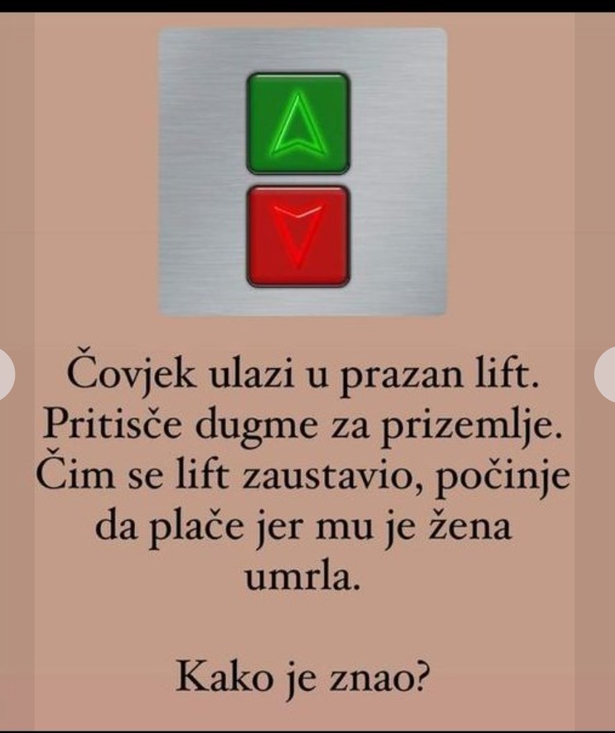 MOZGALICA: Čovjek ulazi u prazan lift