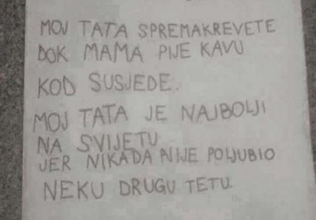 UČITELJICA PLAKALA OD SMIJEHA, DJEČAK ZA ZADAĆU NAPISAO PJESMICU O TATI: Kad je pročitala zadnju rečenicu SUZE JE OBLILE (FOTO)